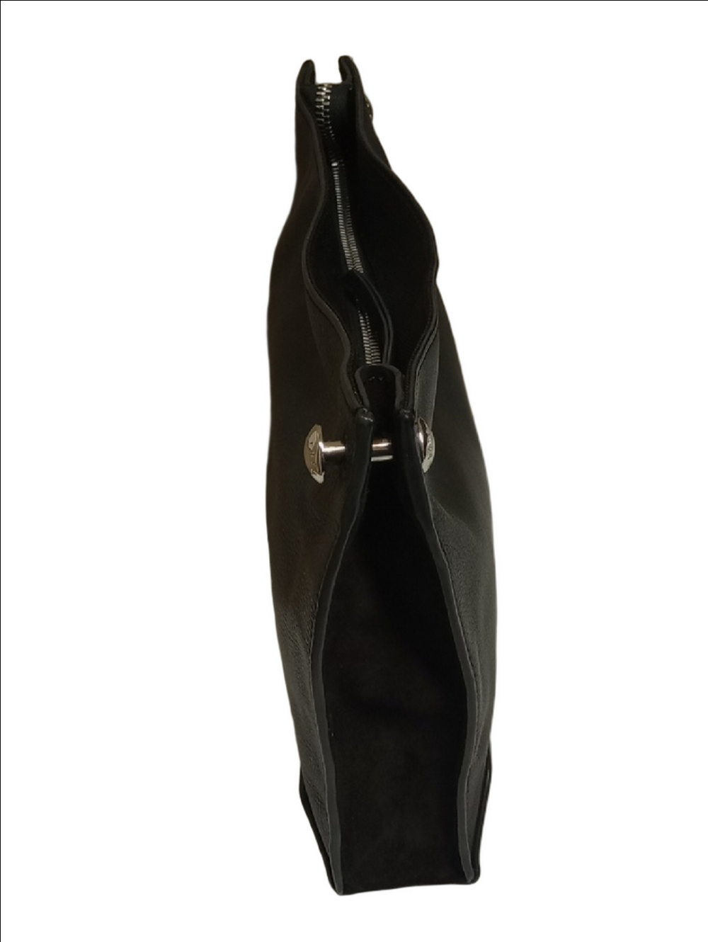 RAG & BONE BLACK LEATHER & SUEDE ZIPPERED CLUTCH BAG - Picture 3 of 11